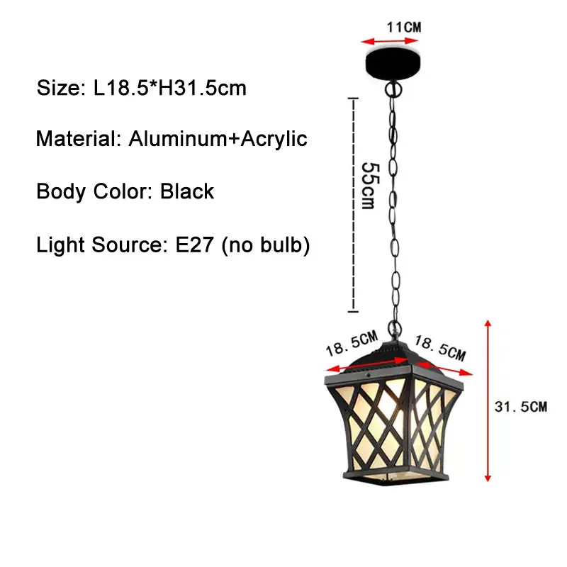 Lampe LED Suspendue au Design Rétro Européen, Luminaire Décoratif d'Extérieur, Idéal pour un Village, un délégations ou un Couloir