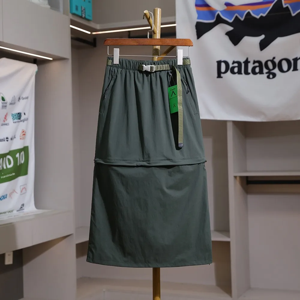 Detachable Outdoor A-Line  Skirt Slimming Breathable Nylon Casual Urban Commute Style High Waist Skirt for Women