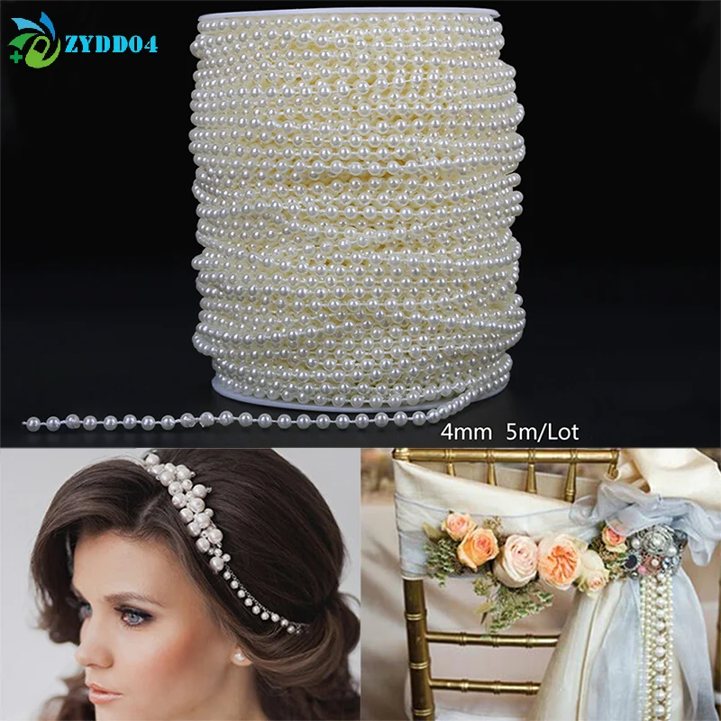 ●2/5/10 Meters Artificial Pearls Beads Chain Garland Flowers Wedding Decoration Event Party Supplies DIY Handmade Accessories