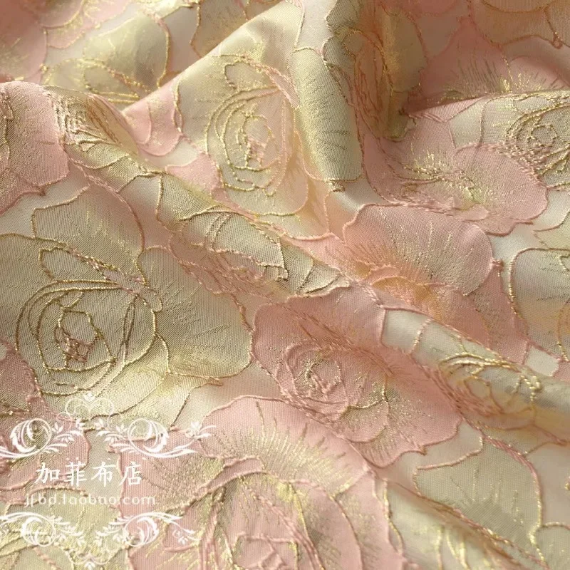 

Жаккардовая ткань в китайском стиле для одежды, полиэстер, материал из золотой проволоки, оптовая продажа, ткань своими руками, шитье по метрам