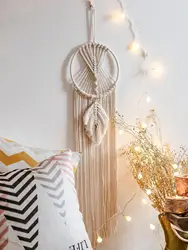 Macrame Dreamcatcher Macrame Circular Leaf Wall Hanging Boho Home Decoration Tapestry Wall Aesthetic Room Decor Christmas Gifts