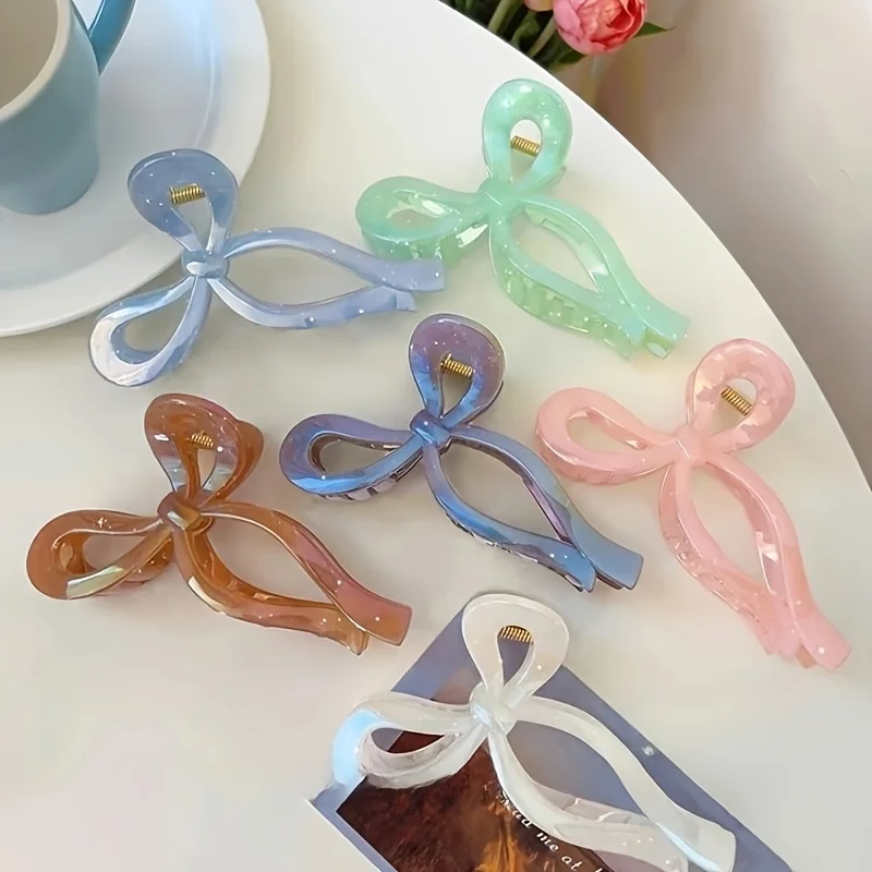 New Elegant Ribbon Bow Hair Clip for Women Large Anti Slip Ponytail Bowknot Claw Clip Barrettes Hairpins Crab Hair Accessories image 6