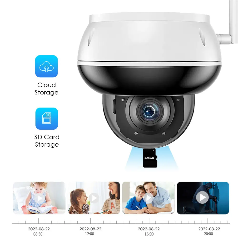 PTZ Dome Camera Humanoid Tracking 4K 8MP HD WiFi IP Camera Outdoor Metal Shell Waterproof Security CCTV Camera Audio H.265