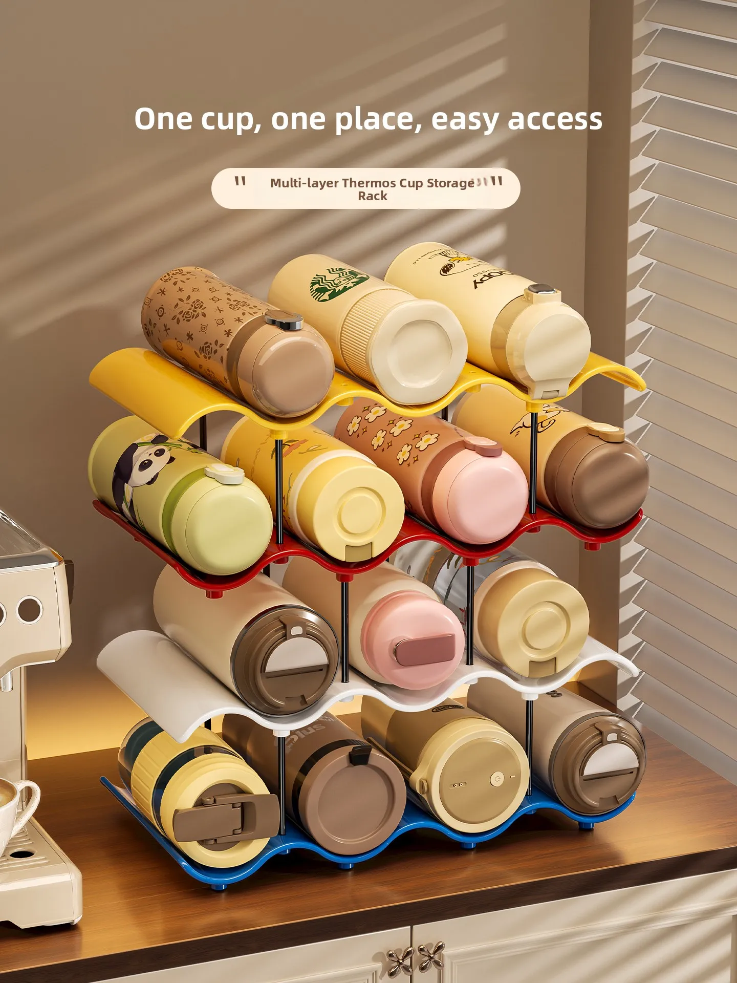 

Multi-Layer Cup Holder Rack Storage Glass Cup Organizer for Home Kitchen Dining Room Plastic Embedded Installation