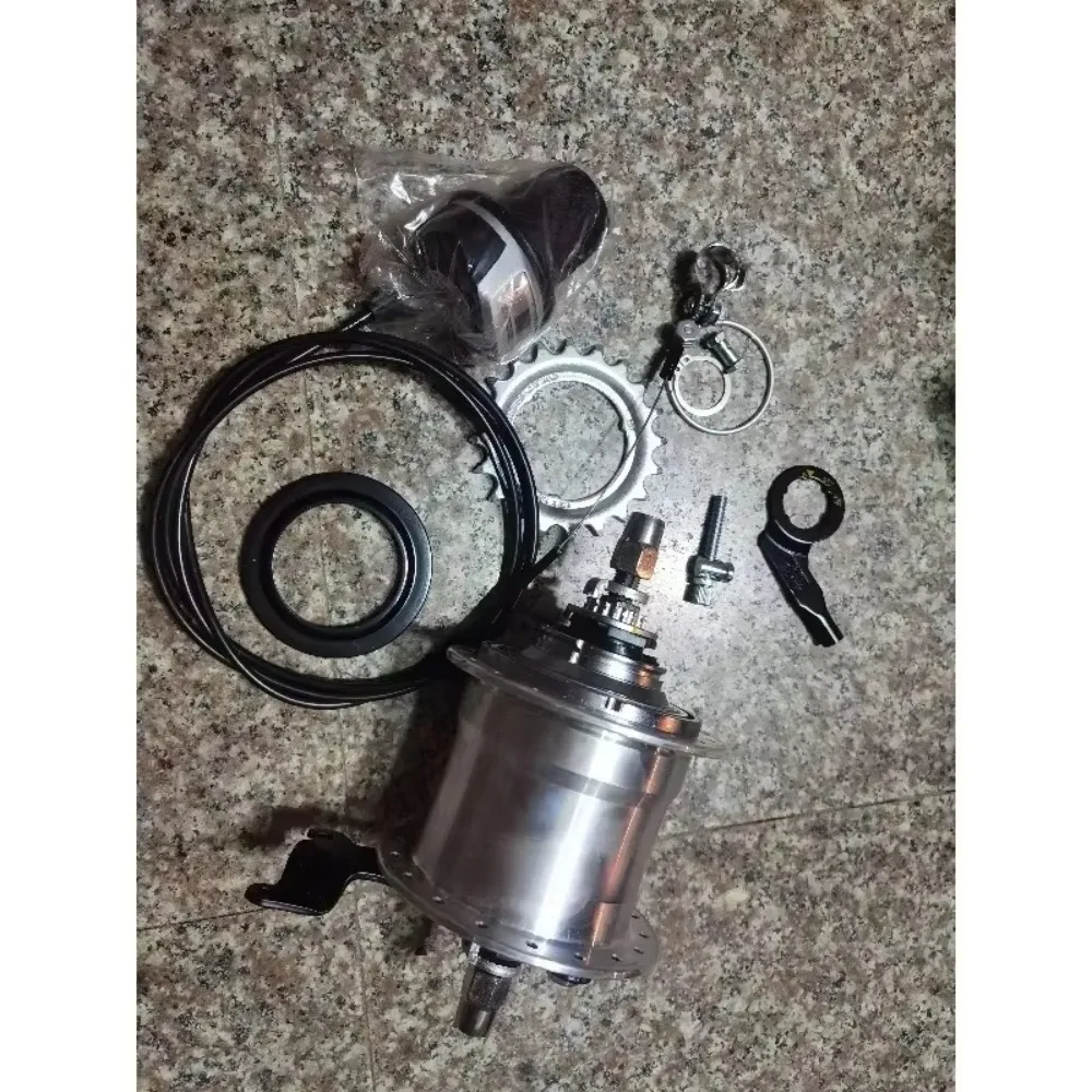 1pcs Bicycle Internal 5-Speed High-Gloss Polished Aluminum Alloy Hub with Integrated Quick-Release Axle