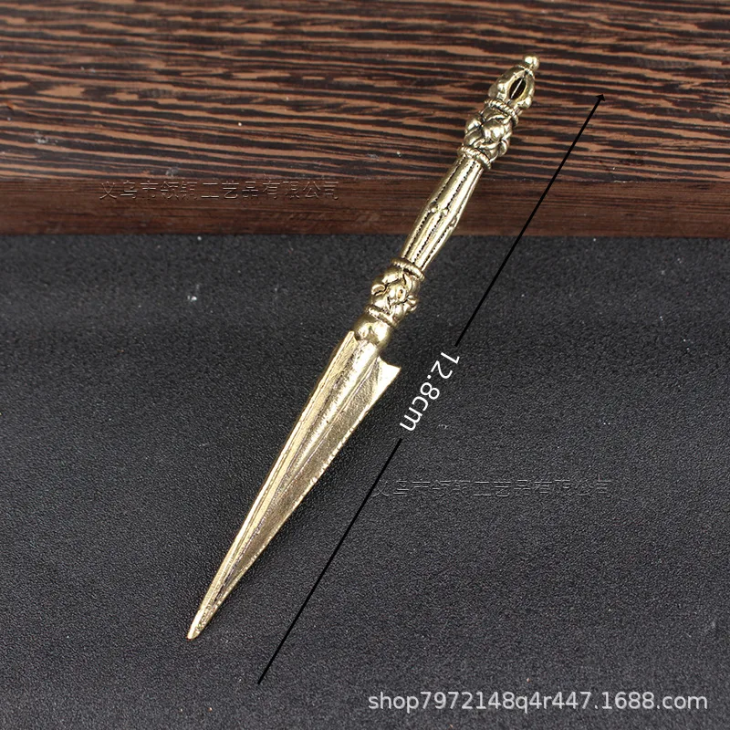 Brass Magic Pure Copper Vajra Handheld Hand Pieces Ornaments Super Long Triangular Pestle Tibetan Supplies