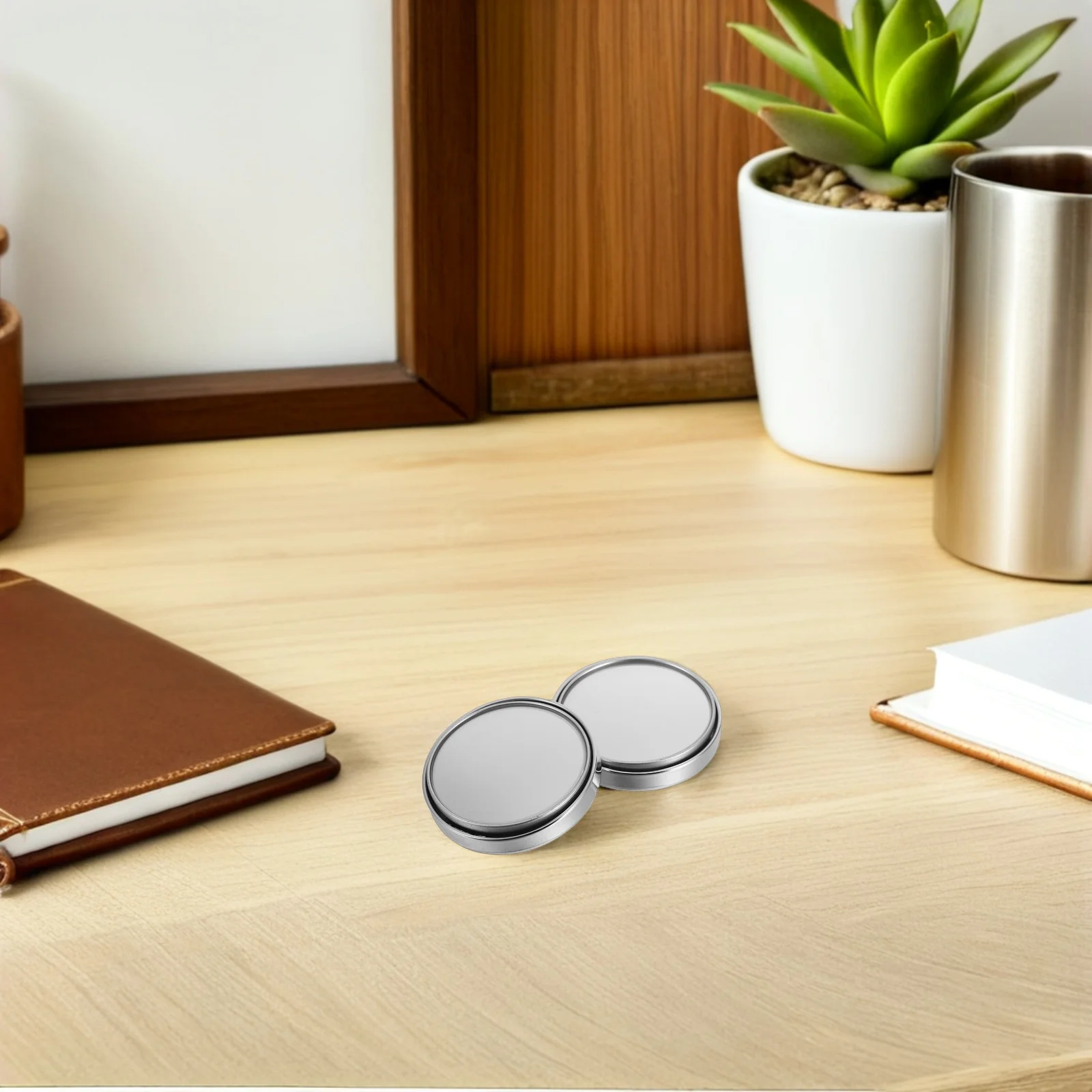 

2Pcs Computer Desk Mirror Modern Silver Frame Flexible Rear View Monitor Mirror for Office Privacy Security Dual Screen