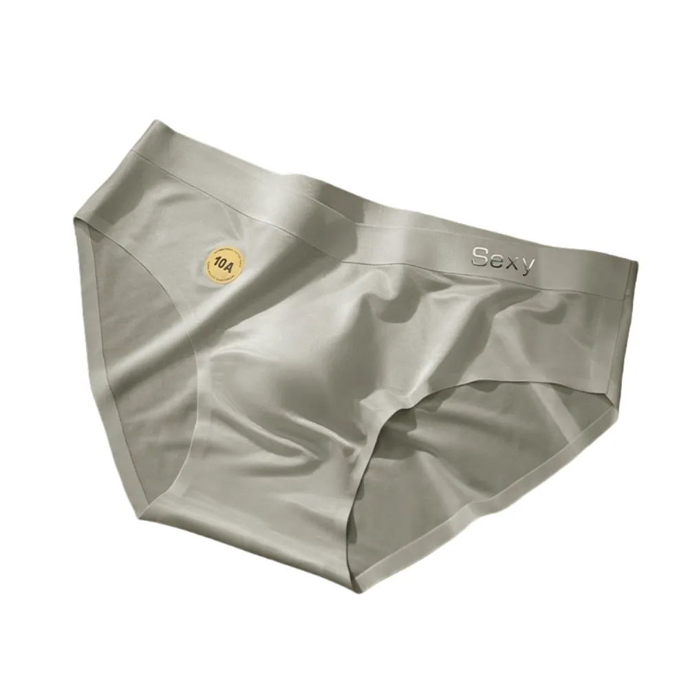 

Solid Color Summer Thin Satin Briefs Men Simple Breathable Ice Silk Panties Lingerie Quick Dry Seamless Underwear Men Summer