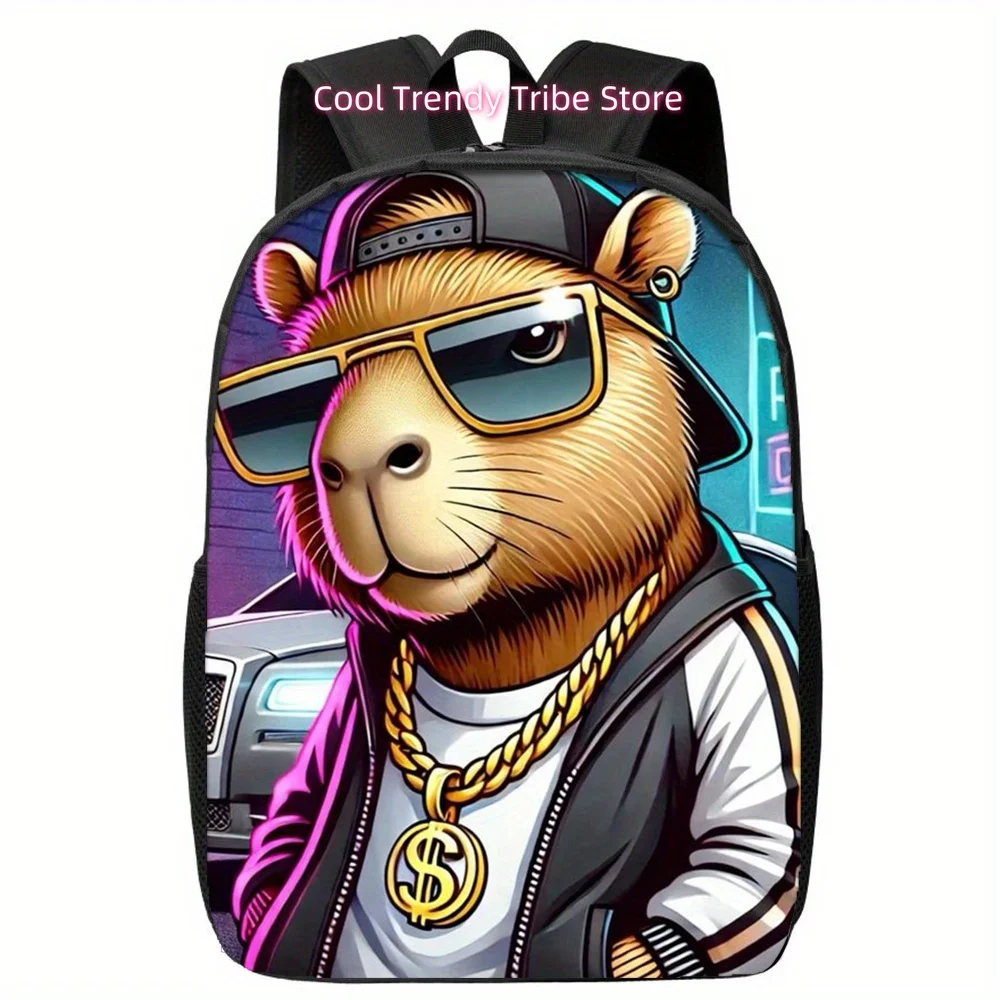 Backpack with Funny Guinea Pig $ Sign Chains Design - Lightweight Laptop Bag & Carry-on, Adjustable Shoulder Strap, Zipper