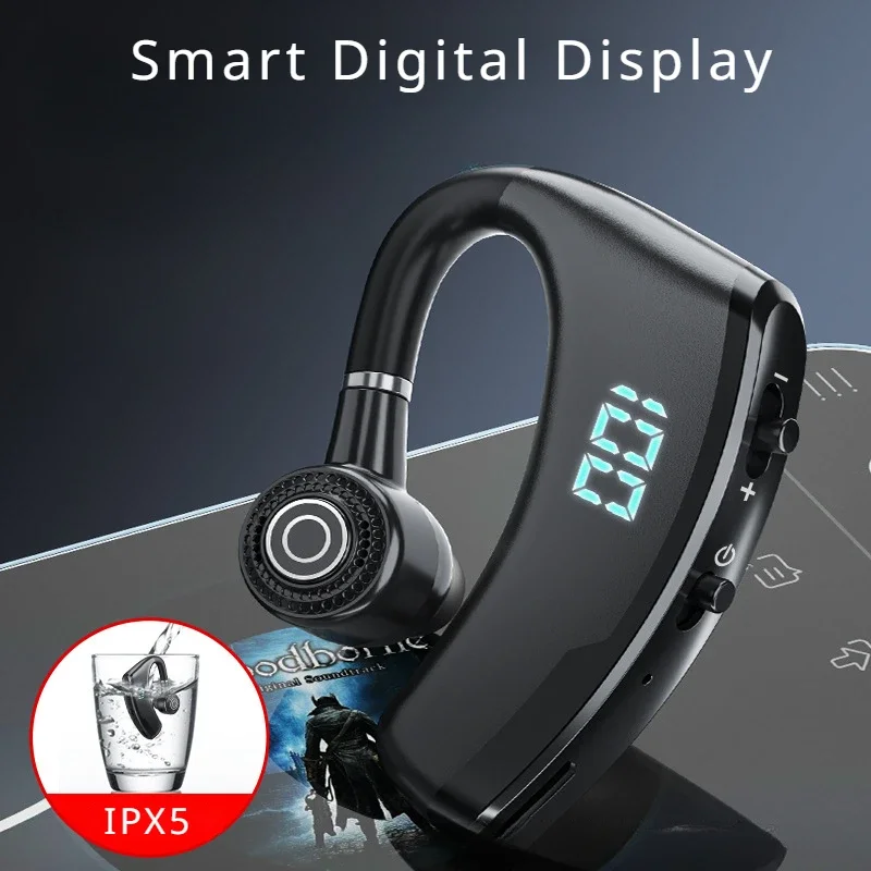 Wireless Bluetooth Headphones High End Earphones Single Ear Headsets Electronic Display Business Car Earbud with Noise Reduction