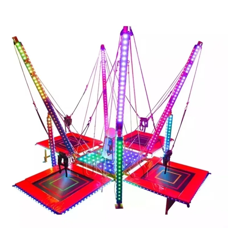 4-Seat Mobile Bungee Jumping Trampoline Outdoor Playground Kids Game