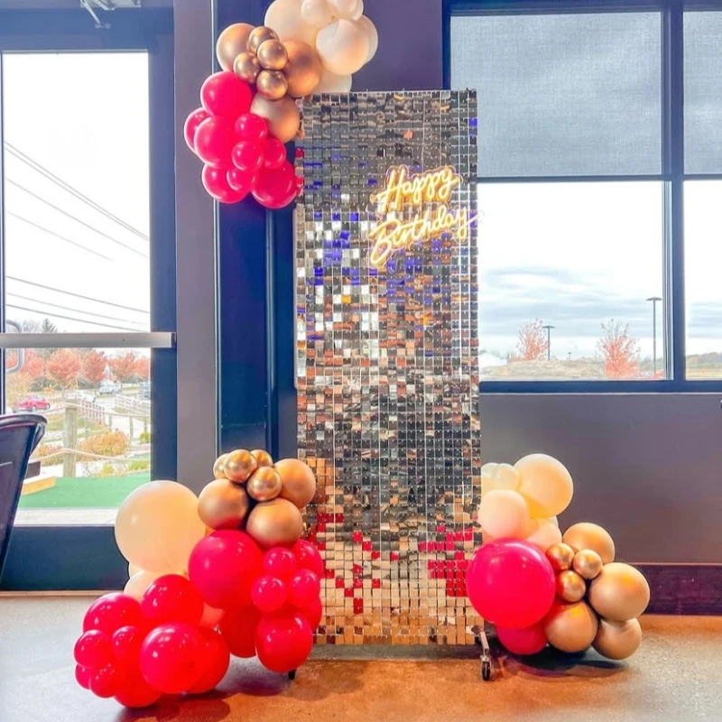 

12 Pcs/lot 3D Shimmer Square Sequins Wall Backdrop For Anniversary Christmas Bachelorette Party Wedding Engagement Decorations