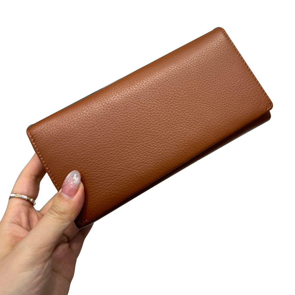 Carteira longa de cor sólida feminina nicho design moda simples grande capacidade saco luxo temperamento multi camada carteira clássica