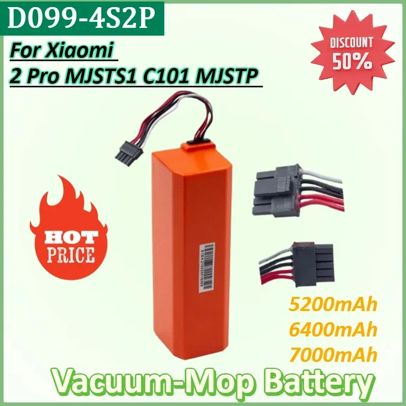 

D099-4S2P 14.4V 7000mAh Replacement Battery for Xiaomi MIJIA Mi Robot Vacuum-Mop 2 Pro MJSTS1 C101 MJSTP Cleaner Battery