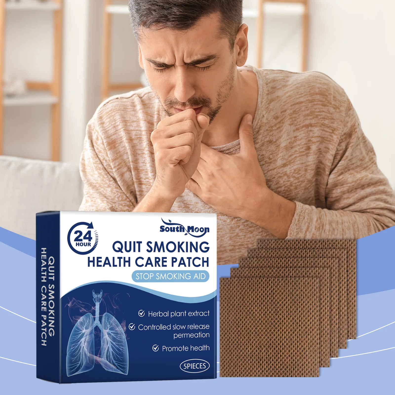 South Moon Smoking Cessation Patch Quit Smoke Aid Eliminate Smoking Desire Lung Cleansing Relieve Cough Stop Smoking Stickern.