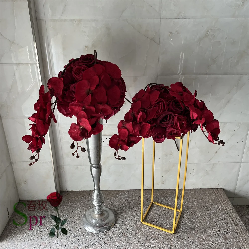 

SPR Artificial Peony Rose Arrangement Garland Decorative Stand Flower Ball Centerpiece for Wedding Table Flower Ball