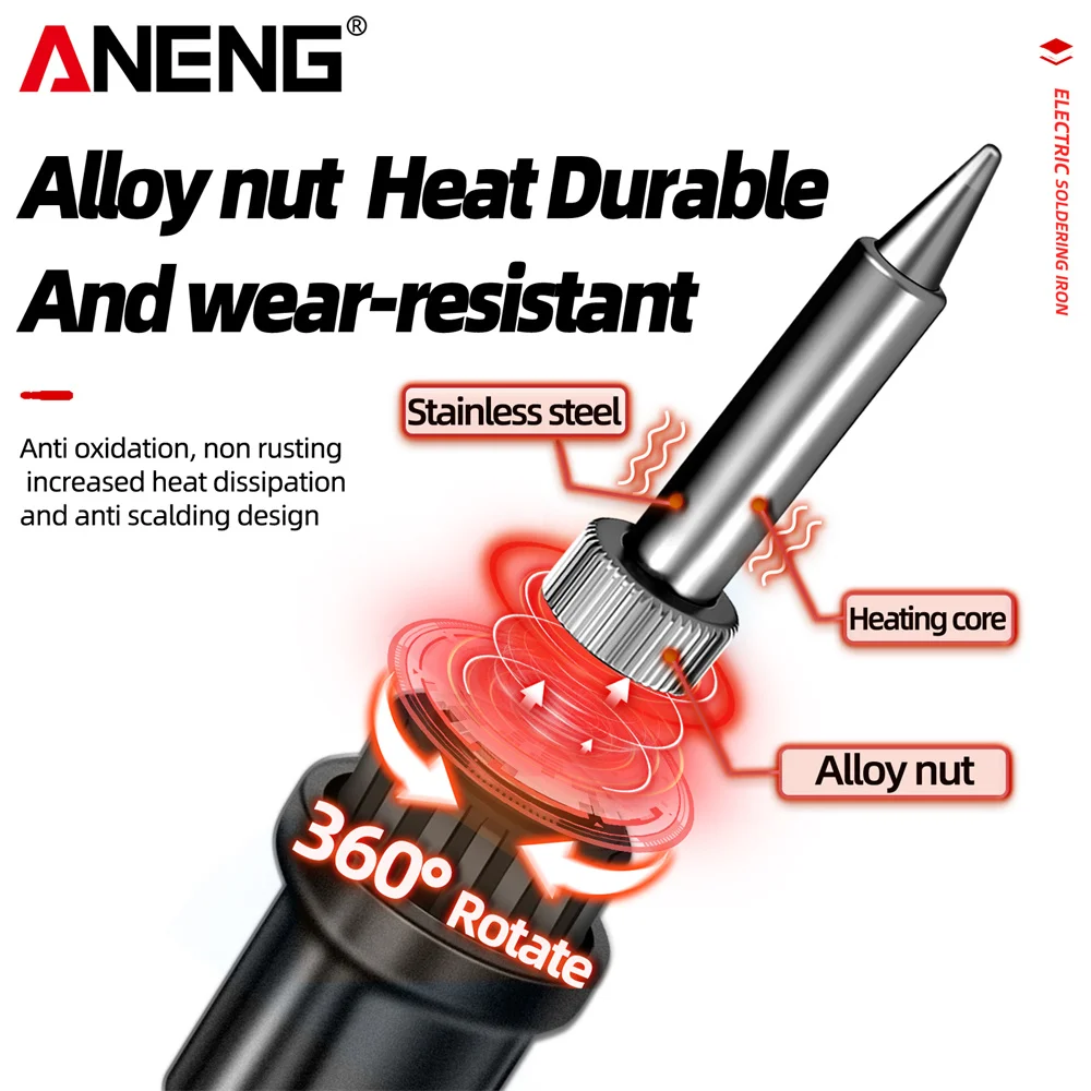 ANENG SL104 Electric Soldering Iron 60W Fast Welding Equipment 110V/220V Rework Station Heat Pencil Tip Professional Repair Tool