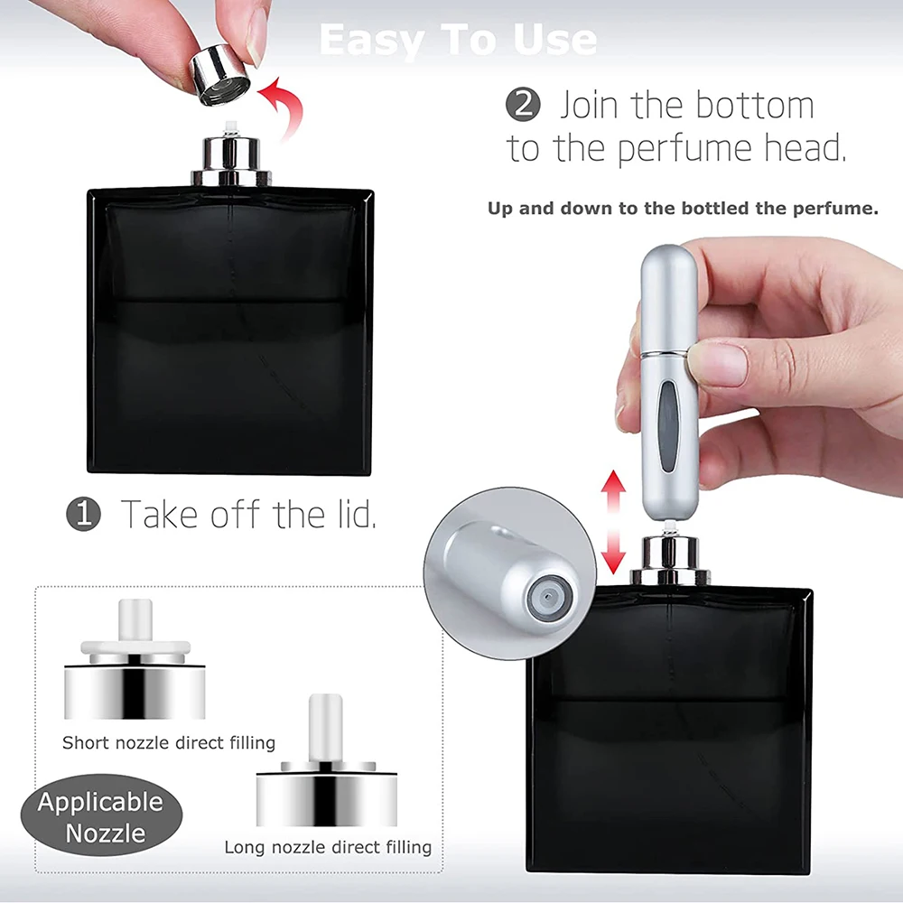3/5/10/20/30 stücke 5 ml Parfüm Zerstäuber Tragbare Flüssigkeit Behälter Für Kosmetik Reisen Mini aluminium Spray Nachfüllbare Flasche – Detail 5