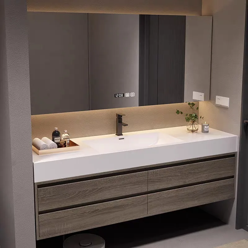 Modern Floating Bathroom Vanities Double Sink Wall Mounted Bathroom Vanity and Mirror Set gabinete de banheiro com lavatório