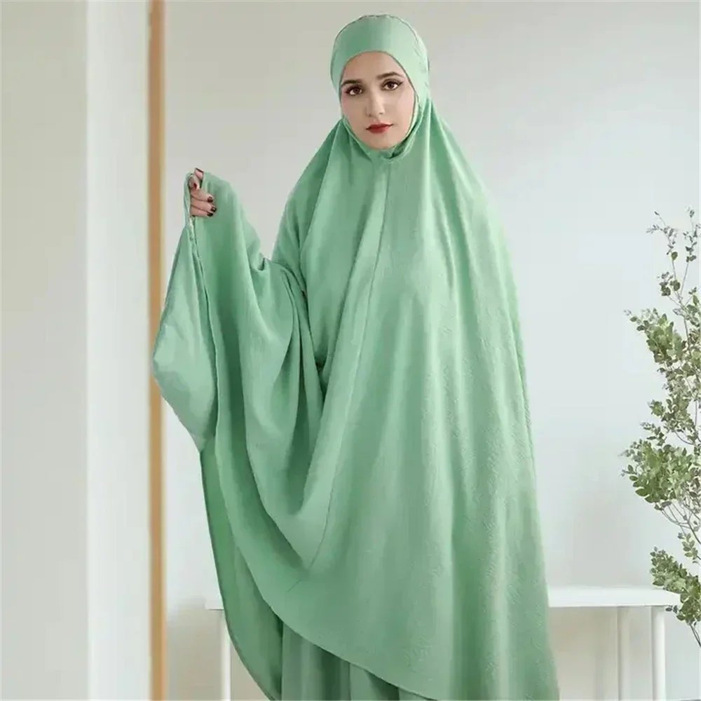 Ramadan Long Khimar Muslim Abaya Women Prayer Garment Saudi Prayer Dress 2 Piece Set Skirt Eid Niqab Djellaba Robe Jalabiya Robe