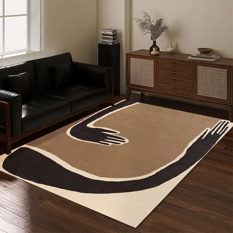Living Room Rug Comfortable Loop Pile TPR Carpet  Anti-slip Stain-resistant Floor Mat Retro Tiger Print Rug Home Decoration Mats