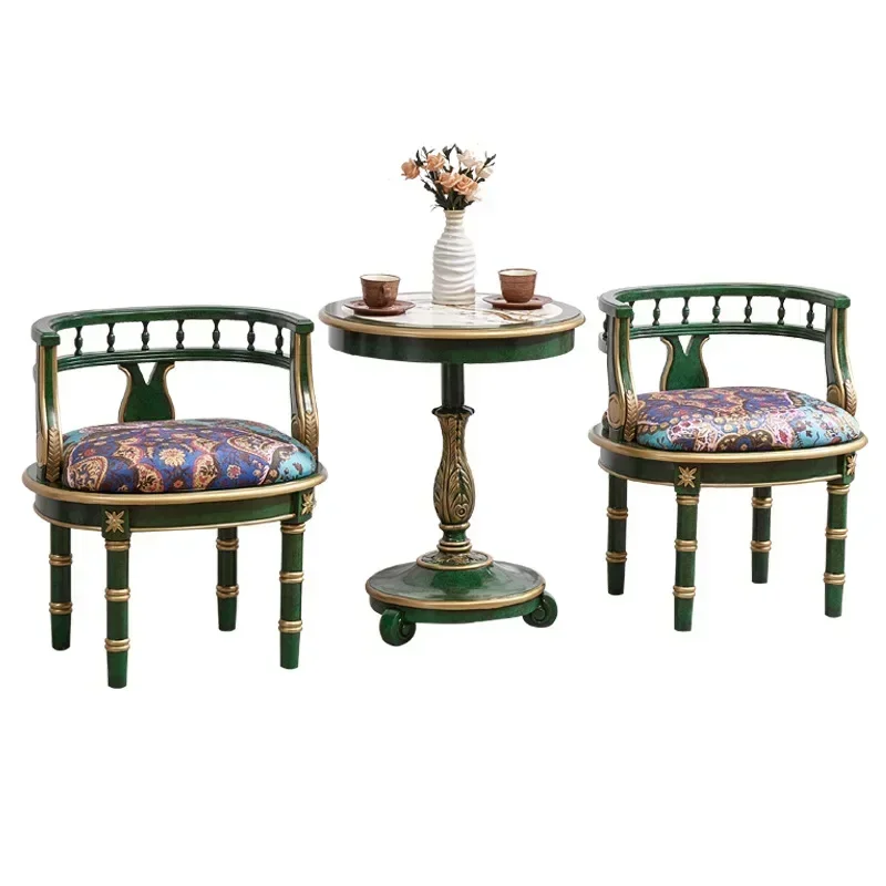 TAO Tao Round Tea Table Balcony A Table With Two Chairs Emerald Round-Backed Armchair Armchair Painted