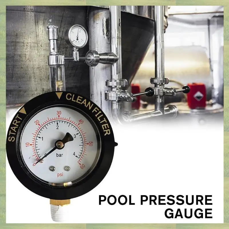 N15R-190058 Pressure Gauge 0-60 PSI,Start And Clean Filter Water Pressure Gauge With 1/4 Inch NPT Bottom Mount Swimming Pool