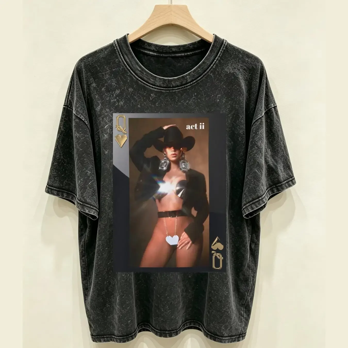 washed T Shirt Beyonce ACT 2 2024 album Texas Hold 'Em Garment Dyed long or short sleeves vintage Washed Breathable streetwear