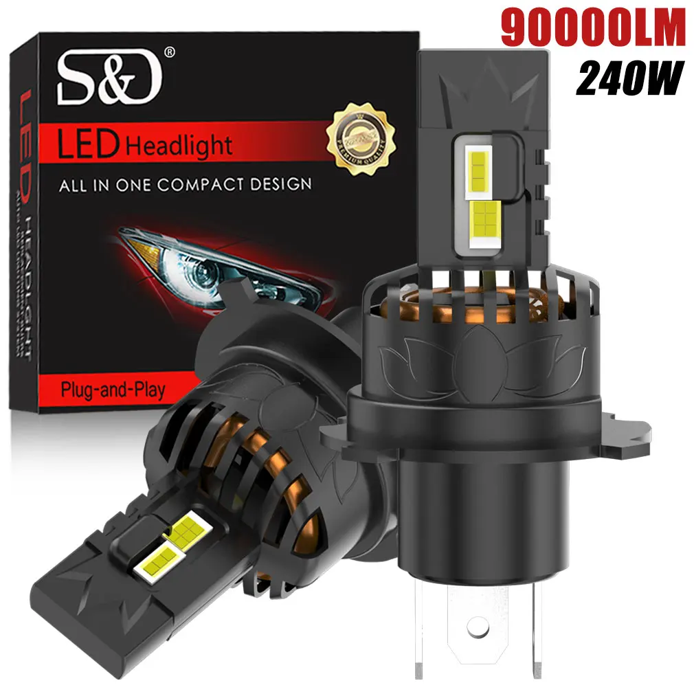 

90000LM H4 LED Headlight Bulbs 9003 HB2 Canbus High Low Beam Car Light 240W Turbo Led Diode Lamp Auto lampada 12V 6000K