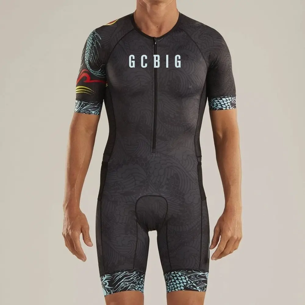 GCBIG-Short Sleeves Triathlon Jersey Suit for Men, Bike Kit, Cycling, Speed Suit, Jumpsuit, Ciclismo, Swimming Skinsuit