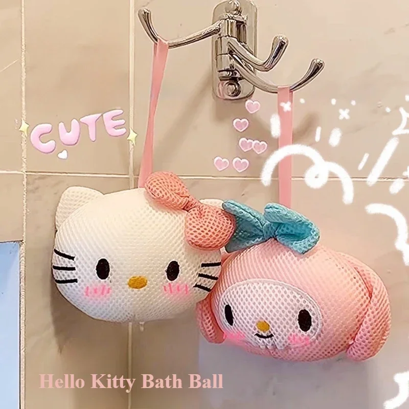 Hallo Kitty Weiche Mesh Bad Schwamm Ball Reinigung Pinsel Dusche Dusche Gel Peeling Bad Ball 3D Massage Pinsel Bad Lieferungen