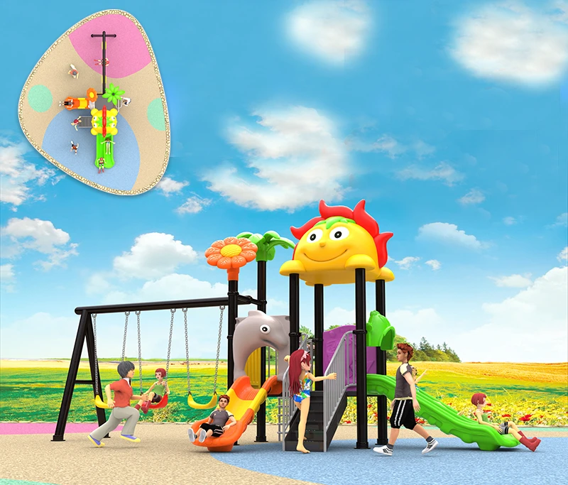 Wholesale Colorful Play Center Amusement Park Equipment Swing Sets Kids Plastic Slides Playground Outdoor