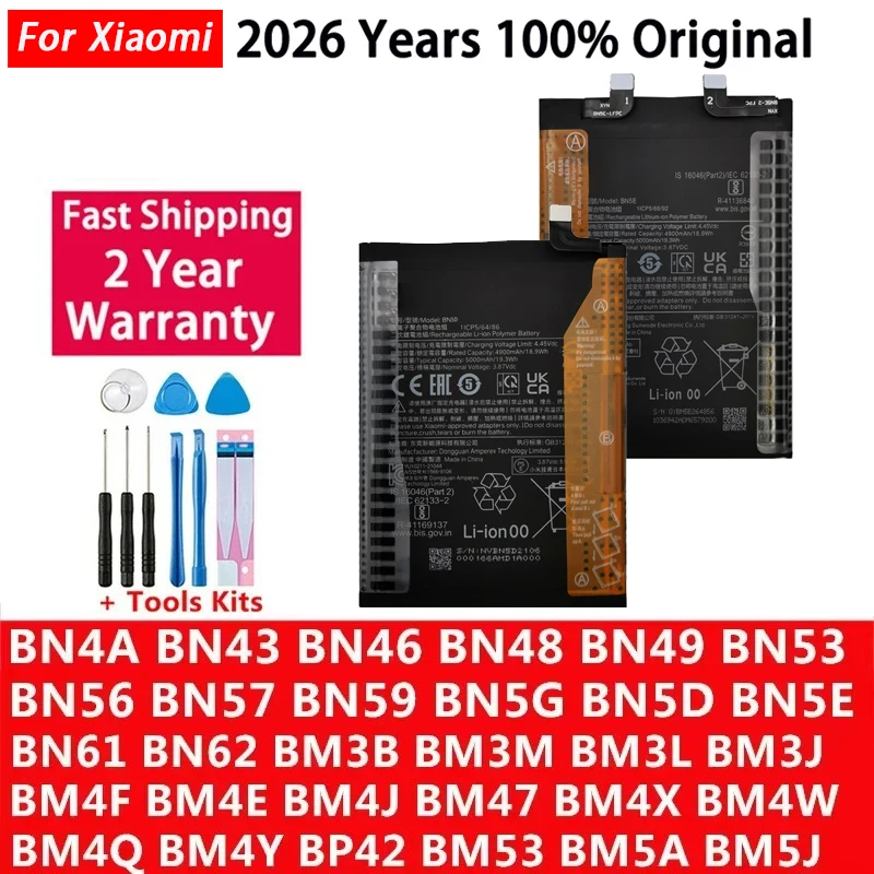 For Xiaomi Mi Redmi Note Pocophone Poco F1 F2 F3 3 3S X3 K30 4 4X K40 5 6 7 8 8T 9 9A 9C 9T 10 10S 10T 11 Pro Lite Battery