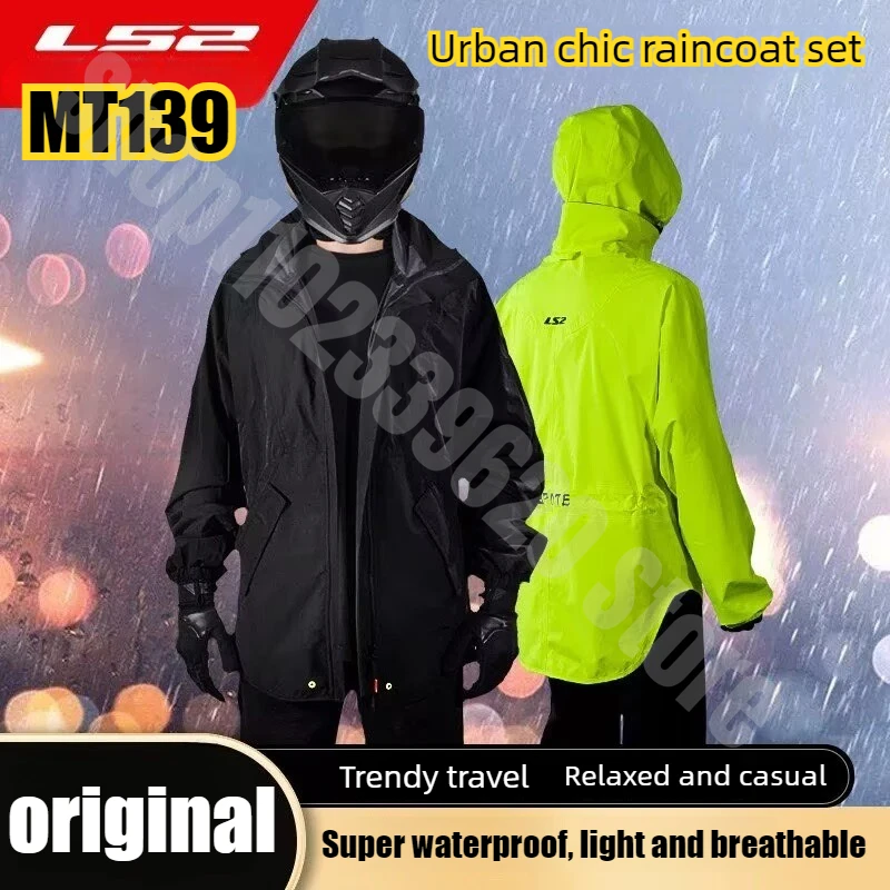 

Original LS2 MT139 Motorcycle Raincoat Set Rainstorm Prevention Jacket Breathable Waterproof Motocross Raincoat Rain Pants suit