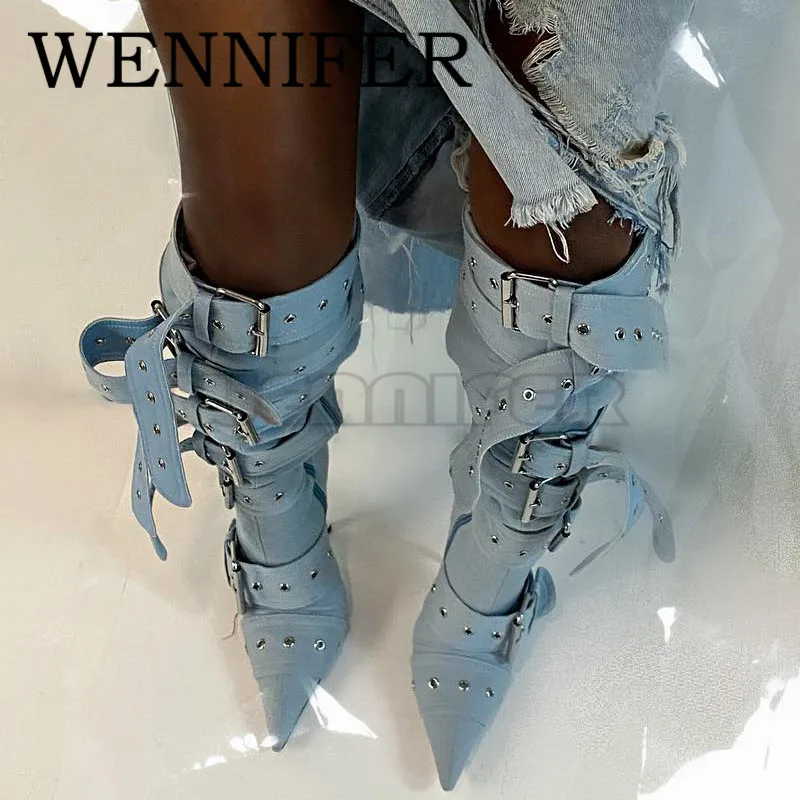 Metallic Patent Leather Over Knee-high Boots Pointed Toe Iron High Heel Sandalias Boots Women Party Thigh High Heel Bootes Mujer