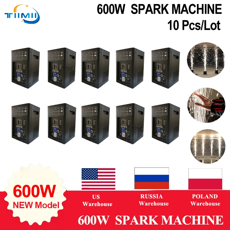 10PCS 600W Cold Spark Machine Stage Effect DMX Remote Control For Wedding Celebration DJ Lighting Fountain Fireworks Ti Powder