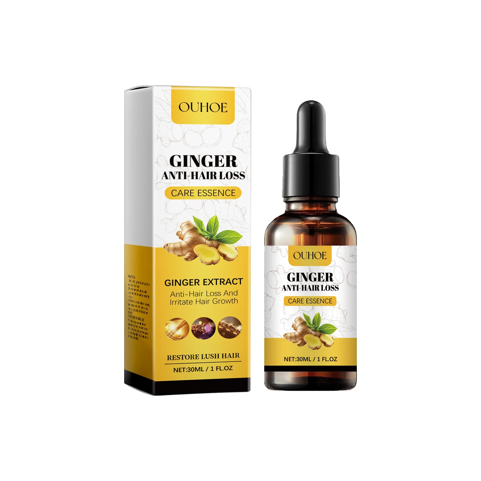 Ginger Hair Growth Serum Scalp Treatment Thinning Dry Frizzy Demaged Repair Dense Regrowth Regeneration Beauty Hair Care Essence