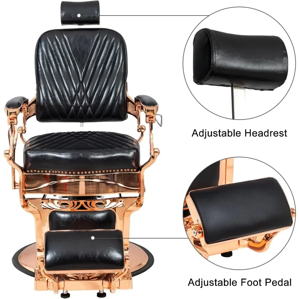 Barber Chair Hydraulic with Headrest, Supports Up To 700lbs & 360° Rotatable, Salon Beauty Spa Shampoo Equipment, Salon Chair