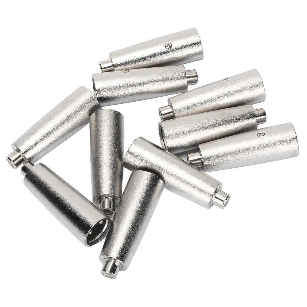 10PCS Female to Male RCA to 3 PIN XLR Adapter Noise Reduction Balanced Signal Conversion Audio Converter Adapter