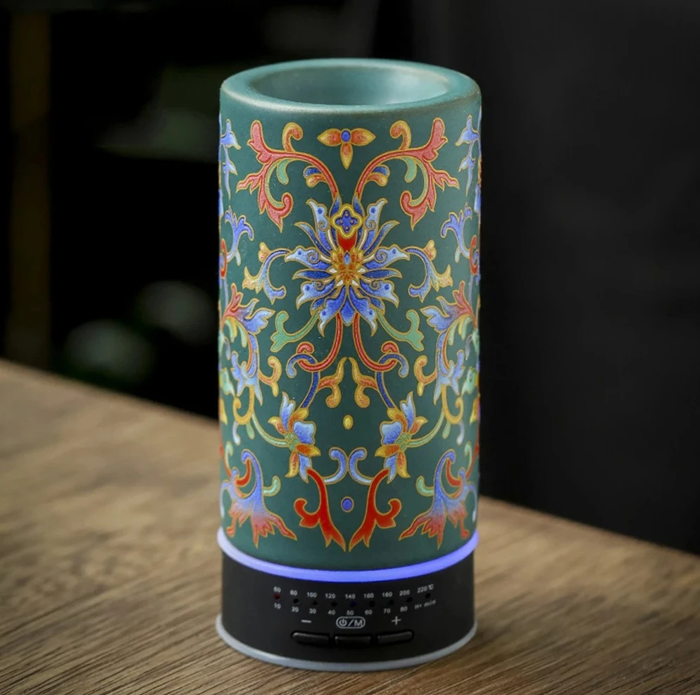 Enamel colored ceramic electric censer, Charging timed temperature regulating aroma burner, Household electric incense burner
