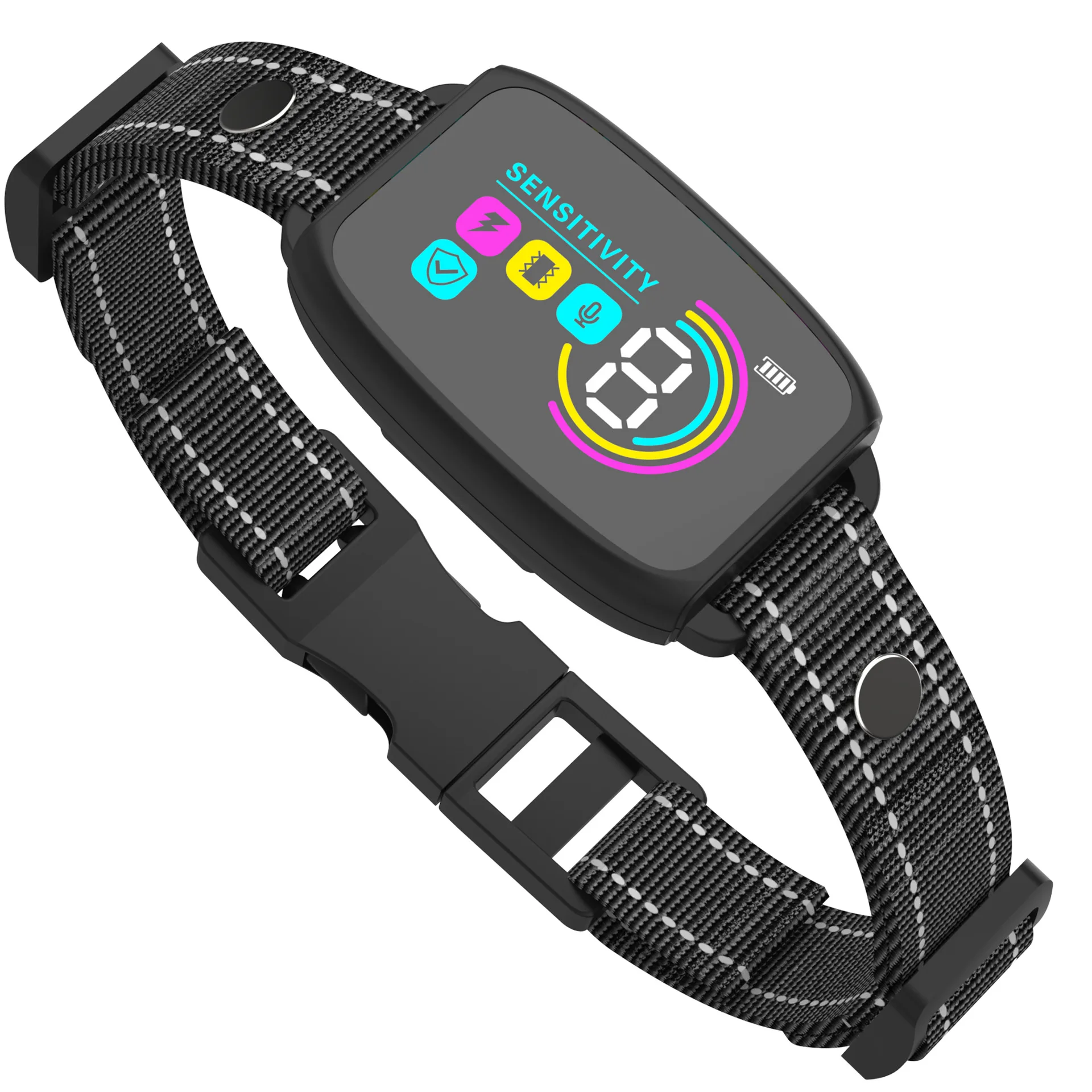 

Automatic Anti Bark Dog Collar Color Screen Voice Activated Shock Vibration Mode Rechargeable Pet Training Collar