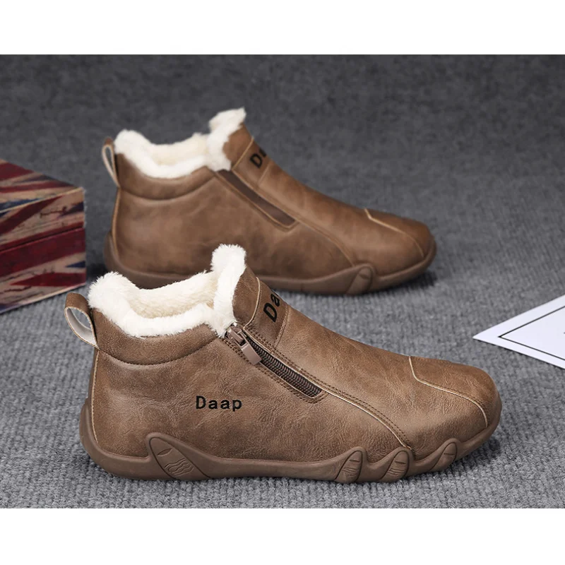 أحذية ثلج معزولة لعام 2025 للرجال، مبطنة بالفرو الصناعي ومضادة للانزلاق، مثالية لعيد المحاربين القدامى والتزلج أو التزلج على الجليد