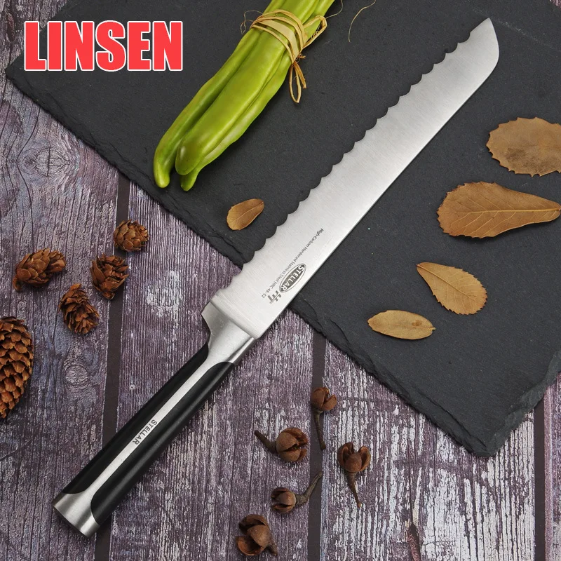 8 Inch Bread Knife Sharp Sawtooth Blade Knife Stainless Steel Handle Cooking Tools Professional Kitchen Accessories China Messer