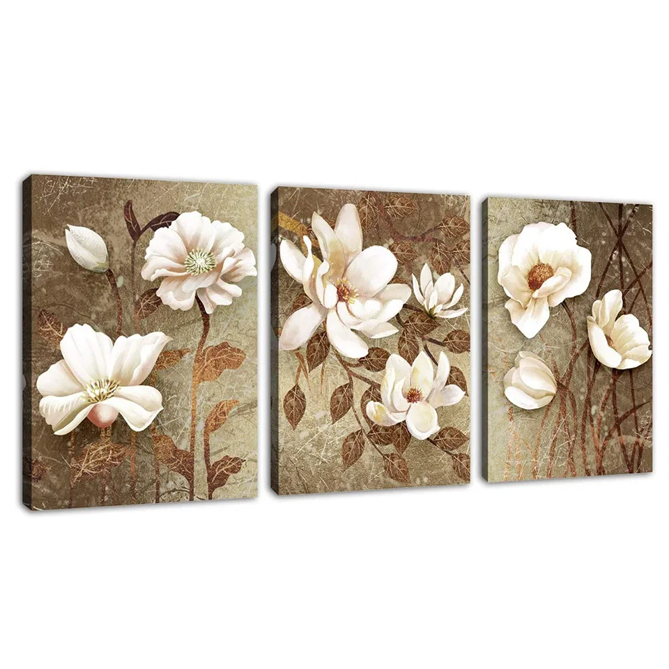 Vintage Brown Flower Bloom Full Diamond Mosaic Puzzle Embroidery 5d diy New 2024 Diamond Painting Sale Triptych Decor