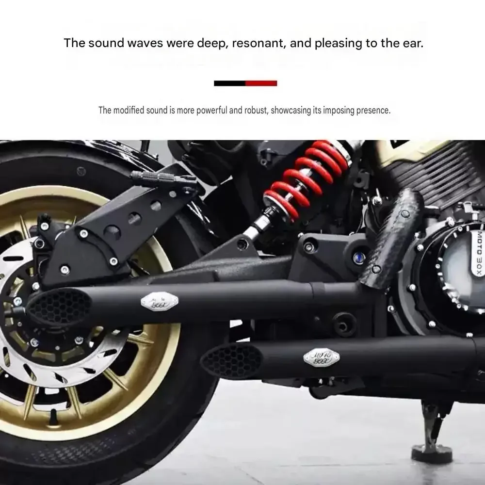 Suitable for BENDA CHINCHILLA 450 500 modified with Rattlesnake exhaust pipes, right-side dual exhaust, deep and resonant sound.