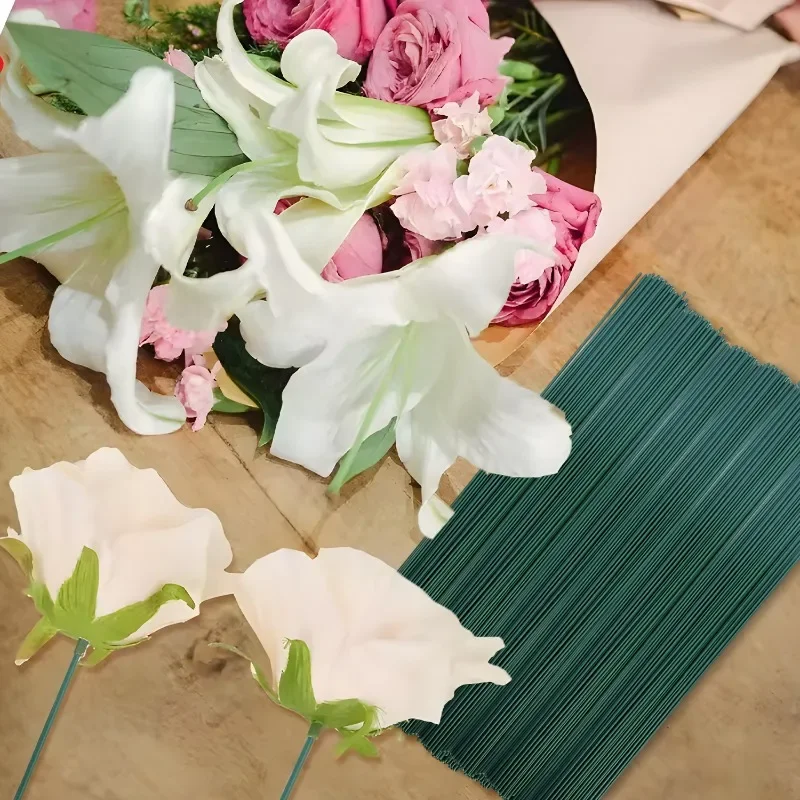 50-100 قطعة سلك الأزهار الخضراء ينبع الحديد المرن DIY بها بنفسك باقات تشكيلة زهور صياغة لوازم حفل زفاف ديكور المنزل