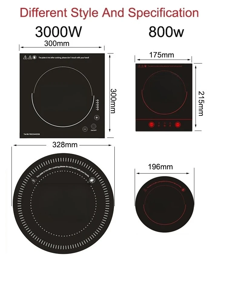 Commercial Restaurant Induction Cooker 215mm 800W Touch Control