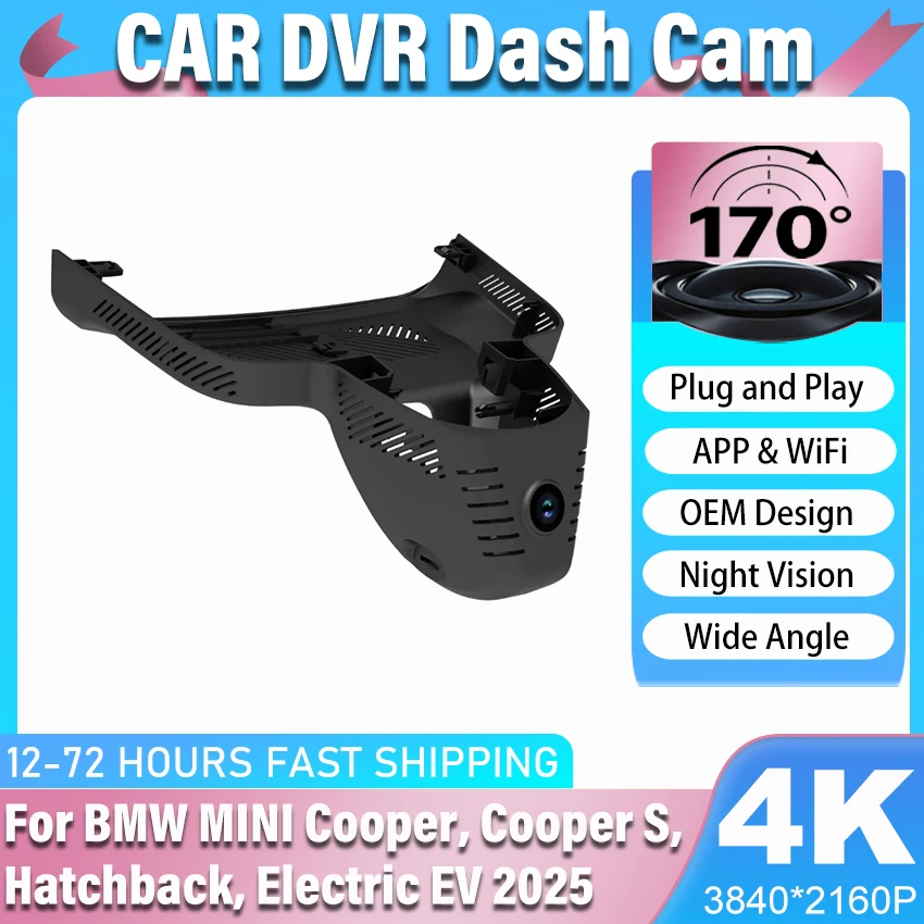 Car DVR For BMW MINI Cooper, Cooper S, Hatchback, Electric EV 2025, OEM Look Car Camera ,WiFi APP Control, Easy Install Dashcam