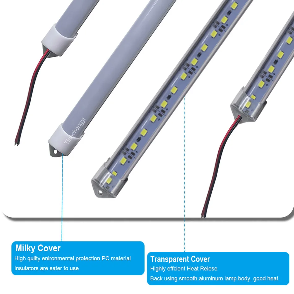 Tira de luces LED de 33cm, 12V de CC, 24V, lámpara de barra de tubo rígido duro, 330mm x 15mm, IP65, tiras de luces de cuentas blancas impermeables de 5630 led para bricolaje