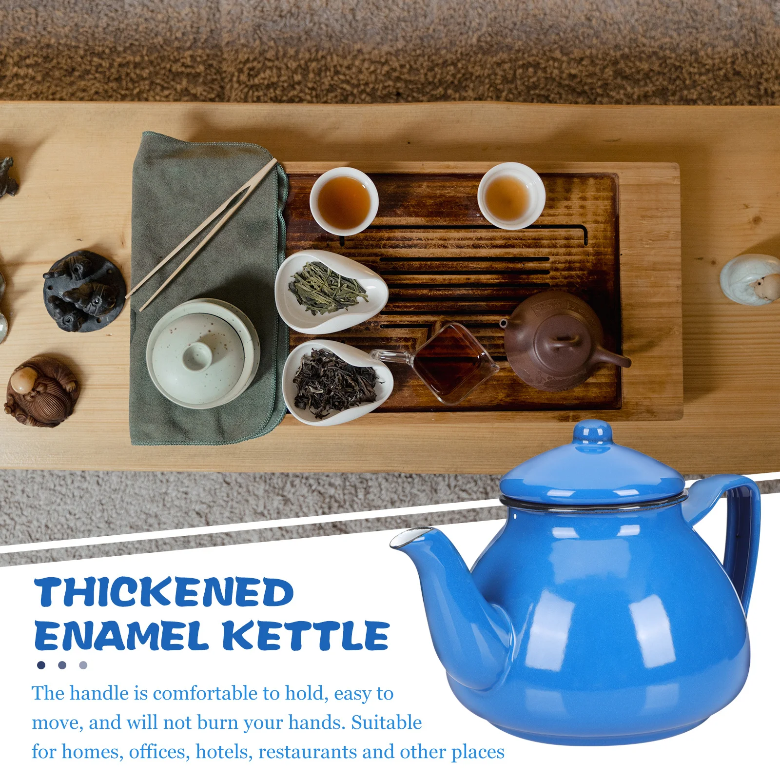 

Эмалированный чайник в стиле ретро, утолщенный чайник, эргономичная ручка, декоративный практичный домашний вечерние развлекательный чайник